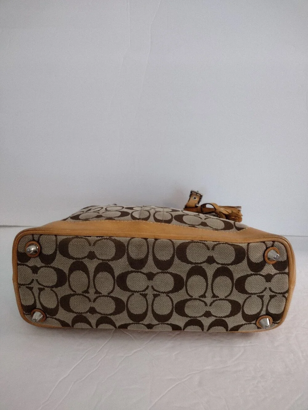 Vintage Y2K Coach Hamptons Signature Carryall Shoulder Bag 6830 Jacquard Tan